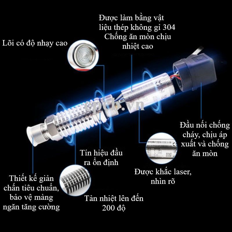 Cảm biến đo áp suất chịu nhiệt độ cao ES-PR-07  (4-20mA|0-10V)