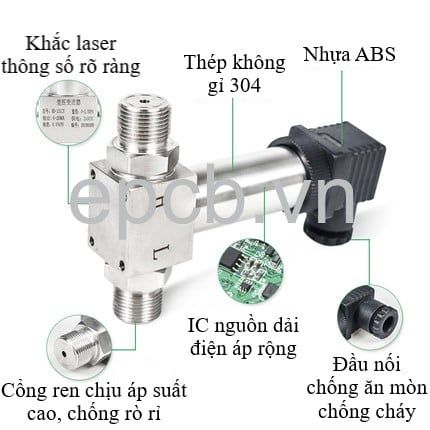 Cảm biến chênh lệch áp suất khí, chất lỏng ES-PR-05 (4-20mA | 0-5V | RS485 Modbus RTU)