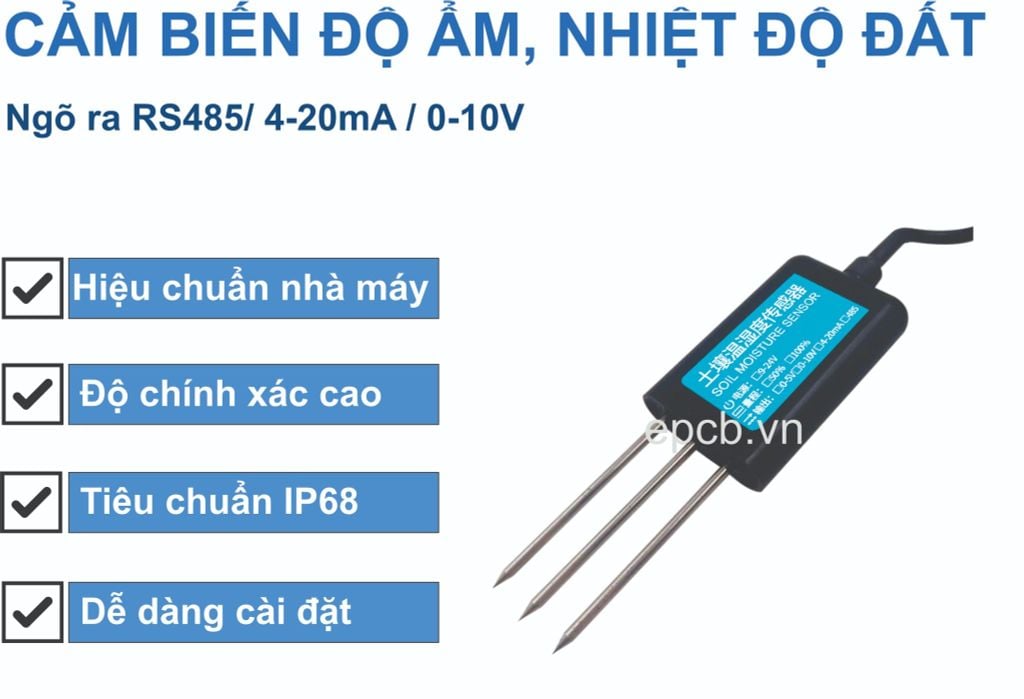 Cảm biến độ ẩm đất, nhiệt độ đất ES-SM-TH-01 ( RS485 | 4-20mA | 0-10V)