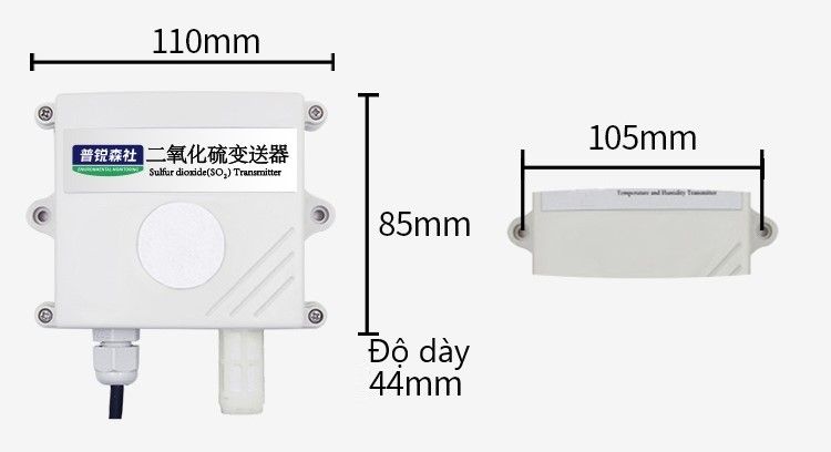 Cảm biến đo nồng độ khí Sulfur Dioxide SO2 ES-SO2-01 (RS485 Modbus RTU)