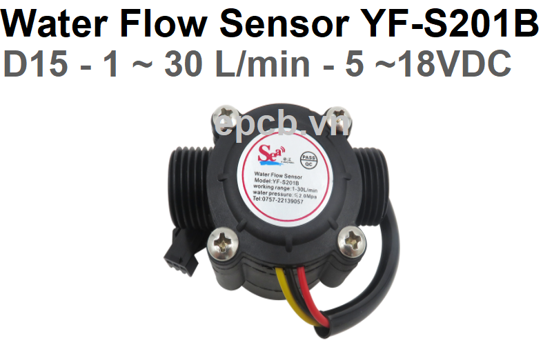  Cảm Biến Lưu Lượng Nước YF-S201B DN15 (21 mm) 