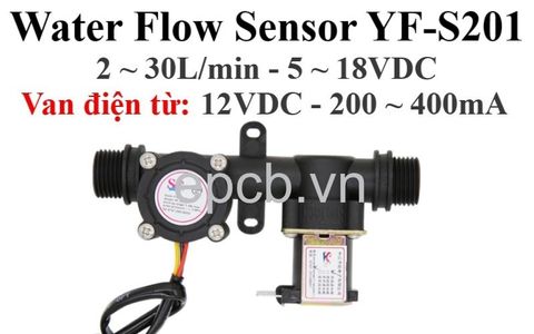 Cảm biến lưu lượng nước tích hợp van điện từ YF-S201