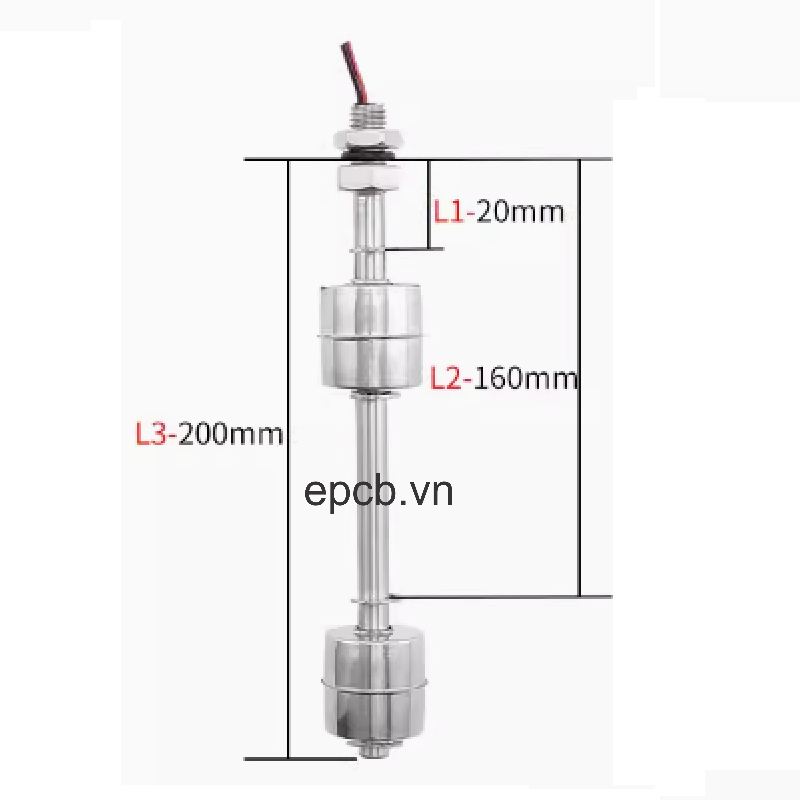 Cảm biến mức nước dạng phao thép không gỉ chịu nhiệt độ cao FL-01