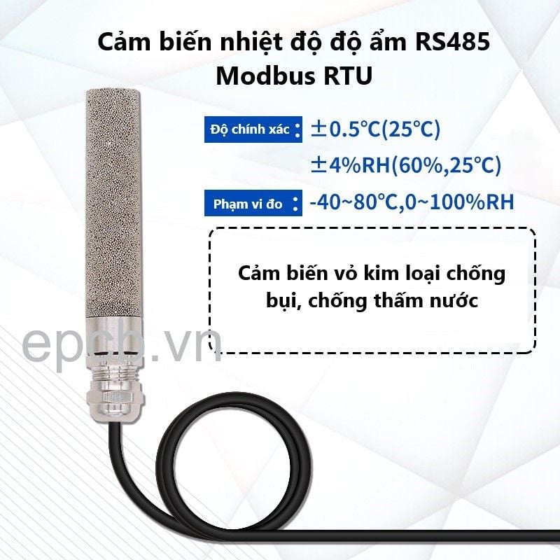  Cảm biến nhiệt độ, độ ẩm RS485 Modbus RTU ES-TH-03 ( Vỏ Kim Loại ) 