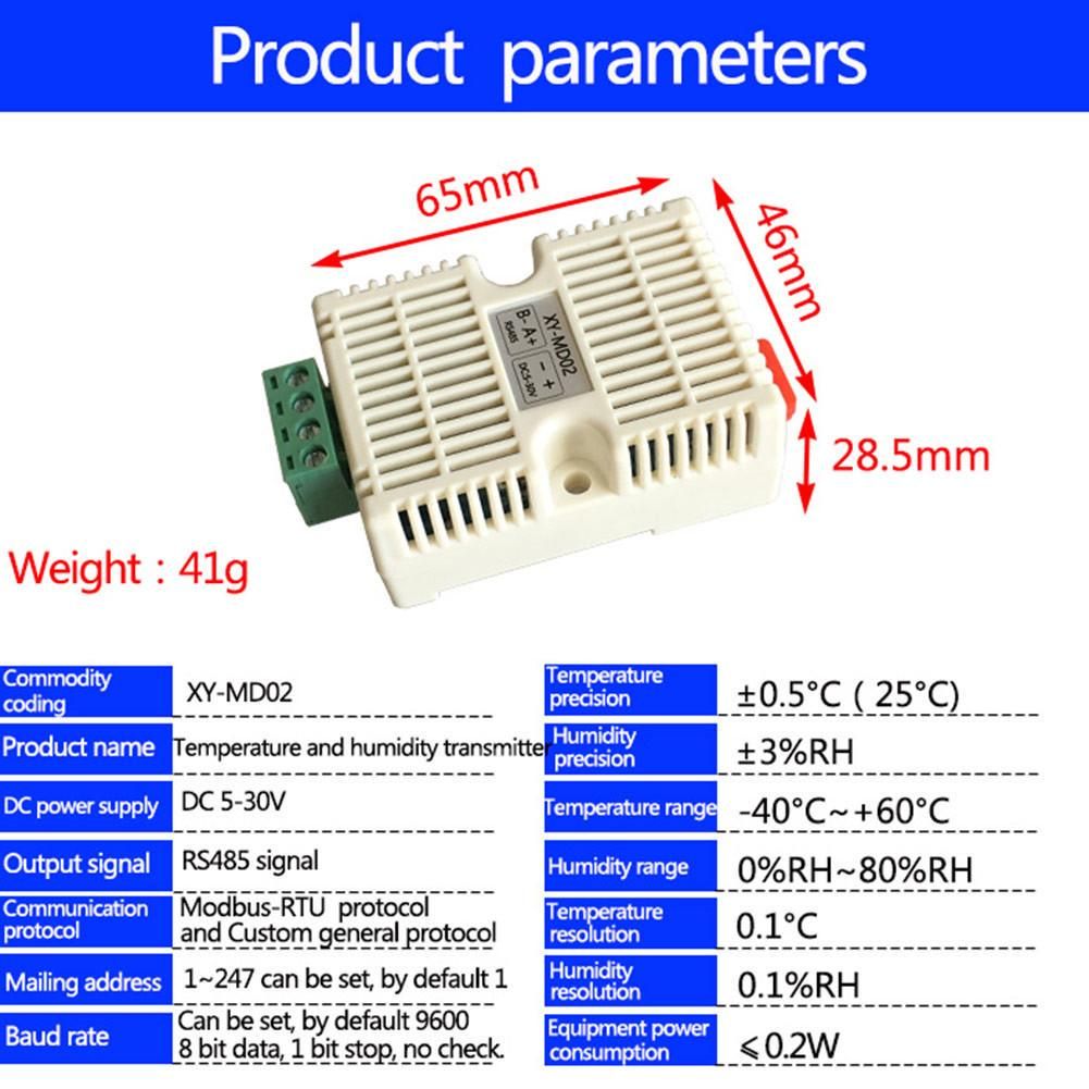 Cảm biến nhiệt độ độ ẩm RS485 Modbus RTU ( SHT20 dạng ray )