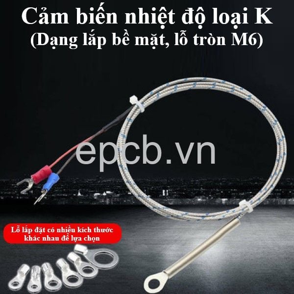  Cảm biến nhiệt độ loại K, E (dạng lắp bề mặt, lỗ tròn M6) 
