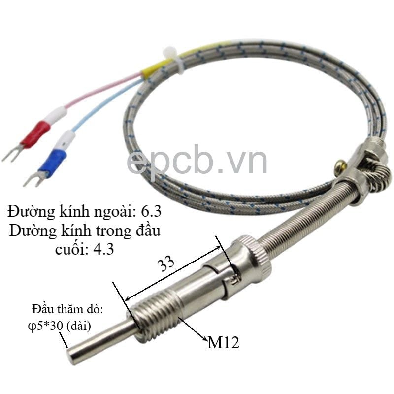 Cảm biến nhiệt độ loại K, E, PT100 dạng lò xo nén WRNT-01