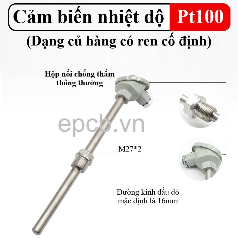 Cảm biến nhiệt độ Pt100 WZP-230 WZP-231 (dạng đầu củ hành có ren cố định)