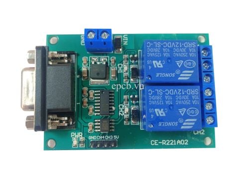 Mạch điều khiển 2 Relay qua RS232 (CE-R221A02)