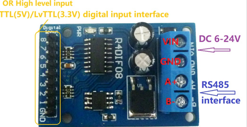 Mạch đọc 8 kênh trạng thái digital TTL qua RS485 Modbus RTU (R4DIF08)