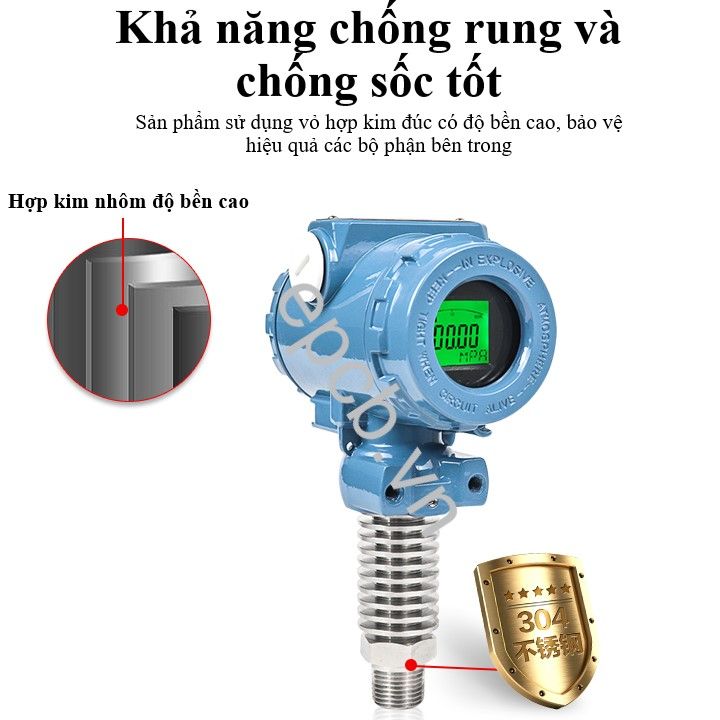 Máy đo áp suất khí, chất lỏng, dầu chịu nhiệt độ cao ES-PR-04 (4 - 20mA | 0 - 5V | RS485 Modbus RTU)