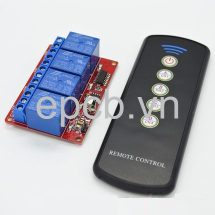  Bộ điều khiển bật tắt relay 4 kênh bằng remote IR hồng ngoại 