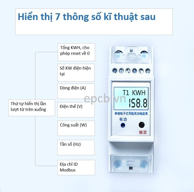 Đồng hồ đo điện 1 pha 3 pha đa năng hỗ trợ điều khiển bật tắt RS485