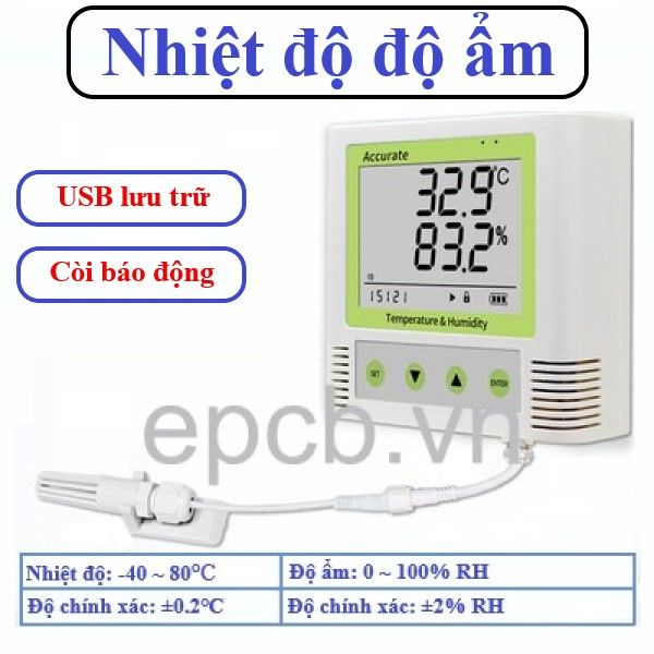 Đồng hồ hiển thị nhiệt độ, độ ẩm và lưu trữ dữ liệu EDL-TH01