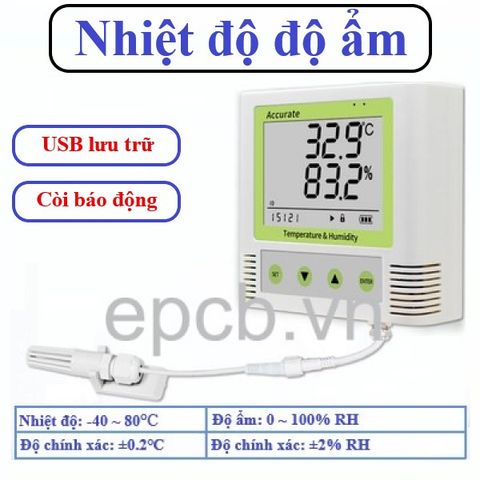 Đồng hồ hiển thị nhiệt độ, độ ẩm và lưu trữ dữ liệu EDL-TH01