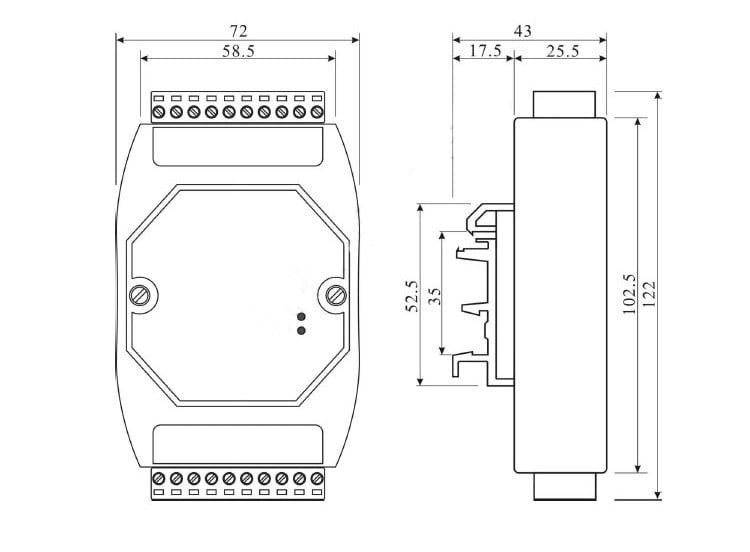 Module chuyển đổi 16 cổng ngõ ra DO sang RS485 Modbus RTU DAM5016