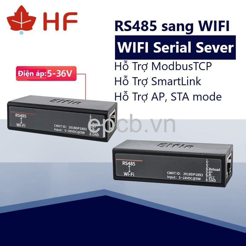 Bộ chuyển đổi tín hiệu RS485 Modbus RTU sang WiFi Elfin HF7221