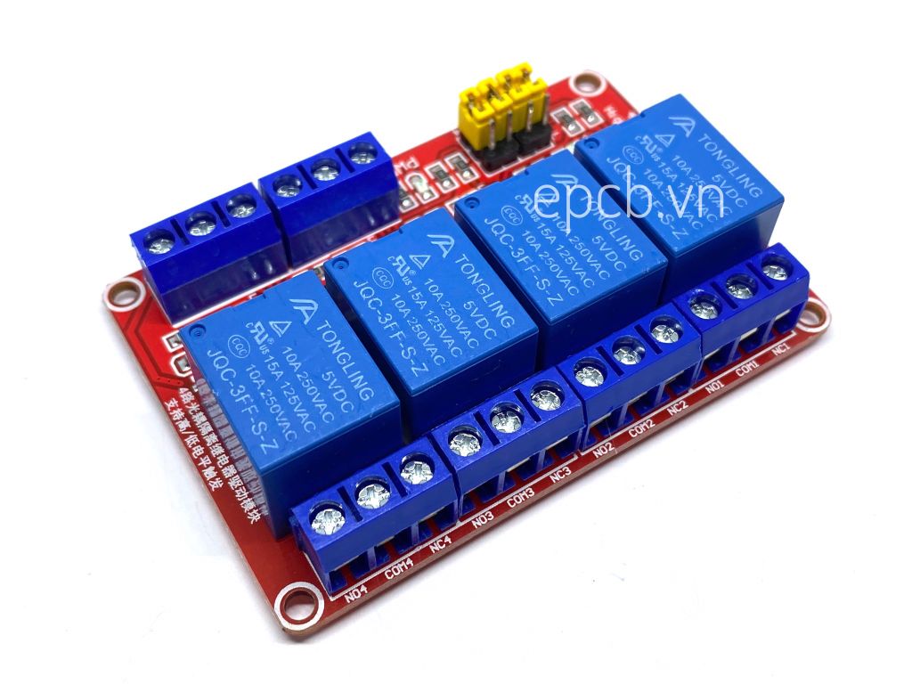 Mạch 4 Relay Opto Chọn Mức Kích High/Low 5VDC