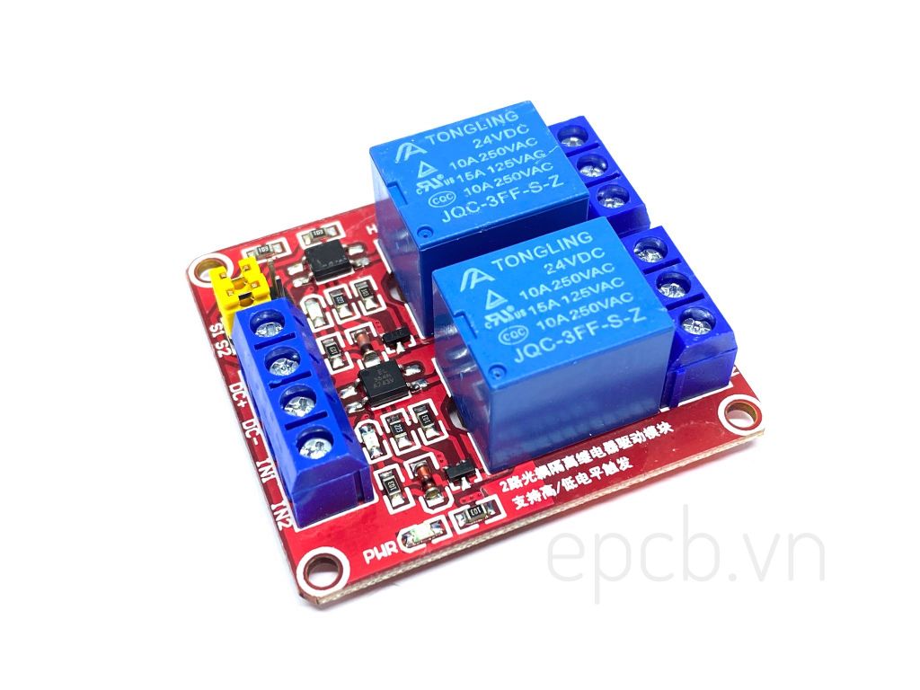 Mạch 2 Relay Opto Chọn Mức Kích High/Low 24VDC