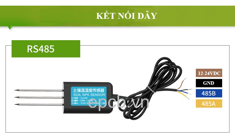Cảm biến đo hàm lượng NPK trong đất ES-NPK-01 3 trong 1 (RS485 Modbus RTU)