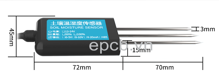 Cảm biến nhiệt độ độ ẩm độ dẫn điện (EC) đất 3 trong 1 ES-SM-THEC-01 ( RS485 Modbus RTU)