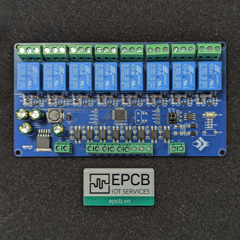 Mạch 8 Relay 8 Opto Giao Tiếp RS485 Modbus RTU kết nối PLC