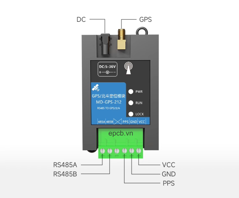 Bộ định vị đa chế độ GPS Beidou giao tiếp RS485 MDIOT MD-GPS-212