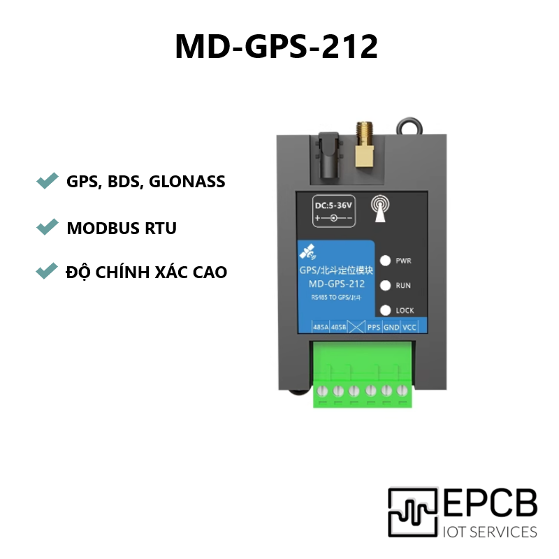 Bộ định vị đa chế độ GPS Beidou giao tiếp RS485 MDIOT MD-GPS-212