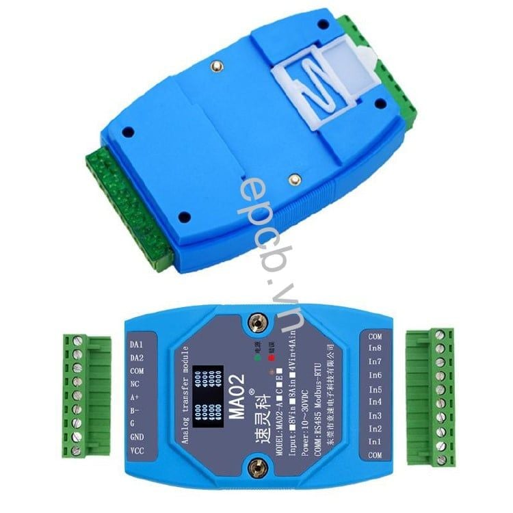 Module chuyển đổi tín hiệu 4-20mA/0-10V sang RS485 Modbus RTU MA02