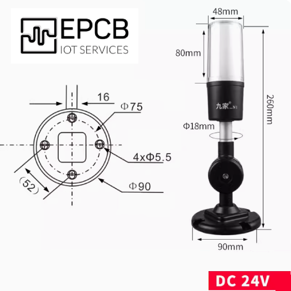 Đèn LED 3 màu cảnh báo chống cháy nổ máy CNC 24V