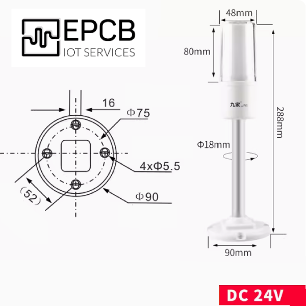 Đèn LED 3 màu cảnh báo chống cháy nổ máy CNC 24V