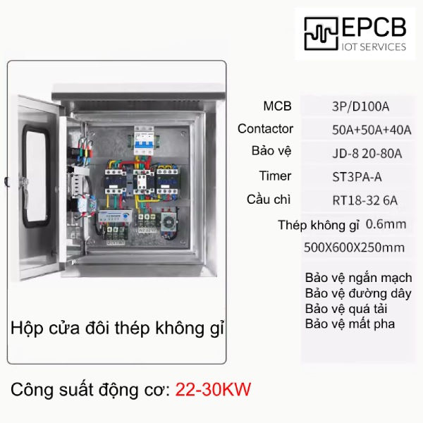 Tủ điều khiển động cơ khởi động sao tam giác lắp đặt ngoài trời