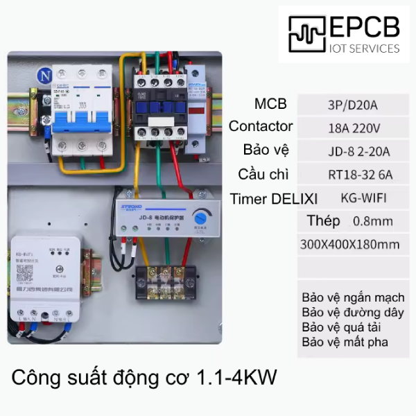 Tủ điều khiển động cơ kết nối WIFI hẹn giờ điều khiển bằng điện thoại