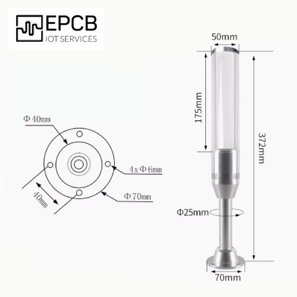 Đèn LED tích hợp 3 màu cảnh báo máy CNC 24V