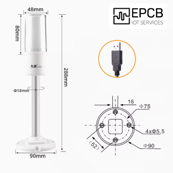 Đèn LED tháp cảnh báo ngõ ra USB hệ thống ERP