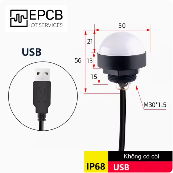 Đèn LED bán cầu 3 màu cảnh báo ngõ ra USB hệ thống ERP