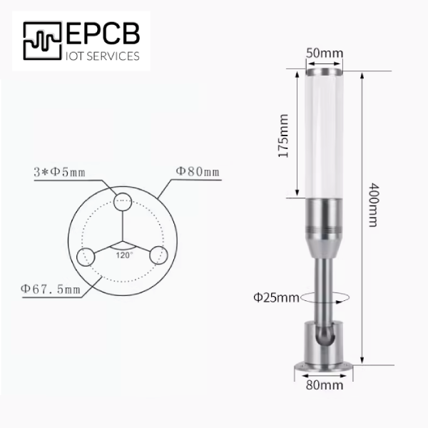 Đèn LED tích hợp 3 màu cảnh báo máy CNC 24V