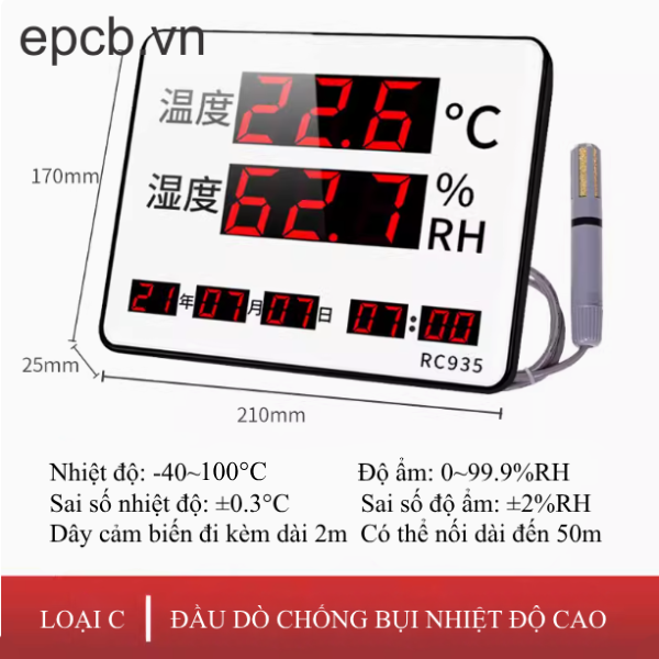 Đồng hồ hiển thị nhiệt độ độ ẩm ngày giờ EP-RC935