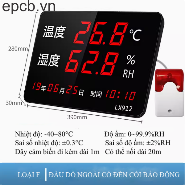 Đồng hồ hiển thị nhiệt độ độ ẩm ngày giờ EP-LX912