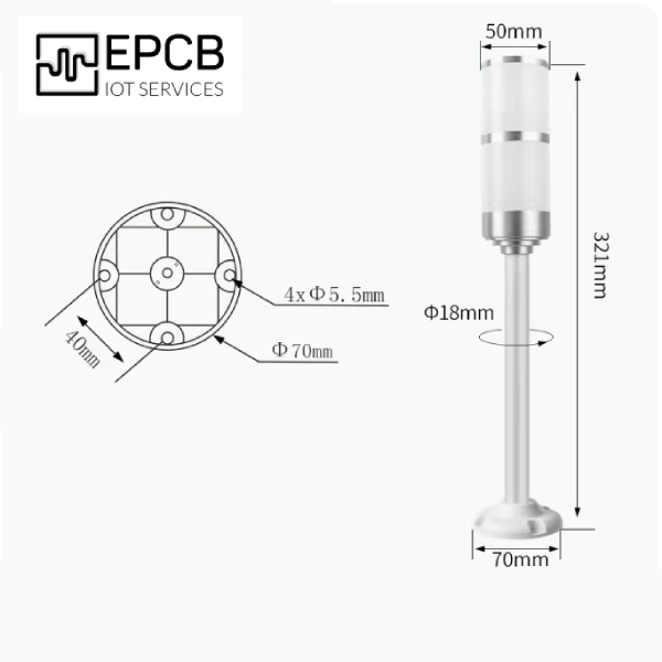 Đèn LED tích hợp 3 màu cảnh báo nhấp nháy máy CNC 24V