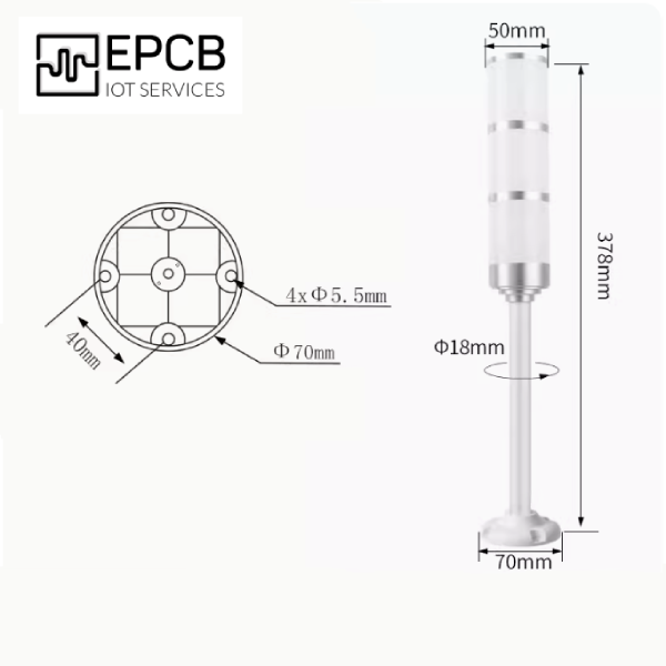 Đèn LED tích hợp 3 màu cảnh báo nhấp nháy máy CNC 24V