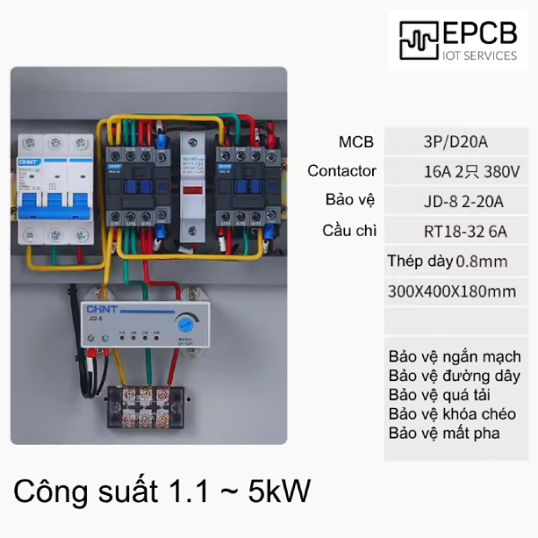 Tủ điều khiển 1 động cơ 3 pha chạy thuận nghịch