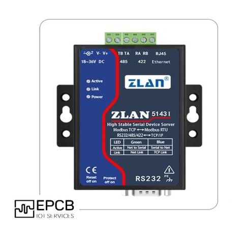 Bộ chuyển đổi RS485 Modbus RTU sang TCP/IP Ethernet ZLAN5143I