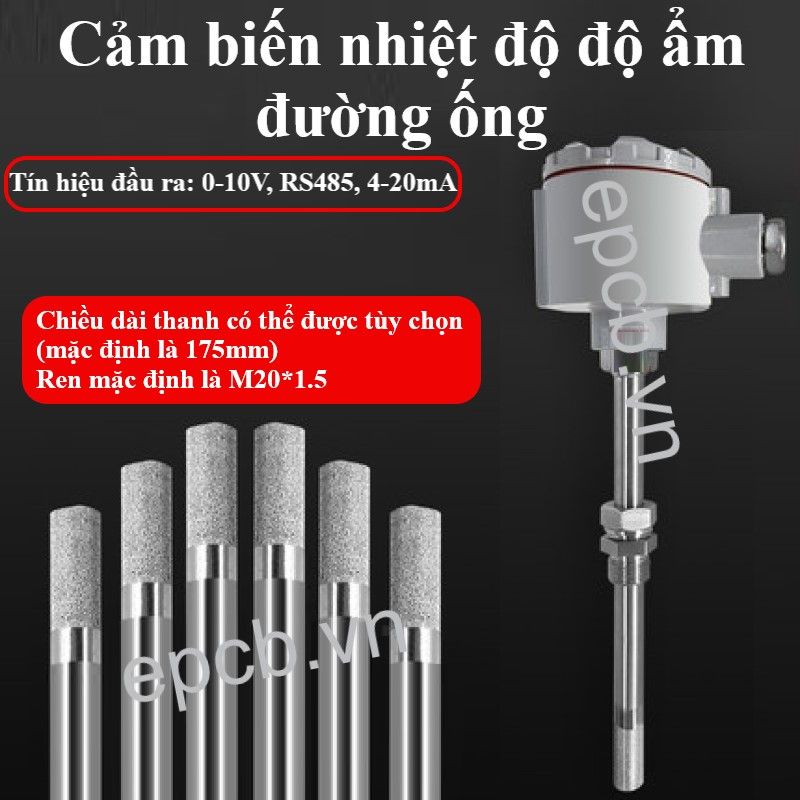 Cảm biến nhiệt độ độ ẩm đường ống chịu nhiệt độ cao ES-TH-AD-03 (RS485 | 4-20mA | 0-10V)