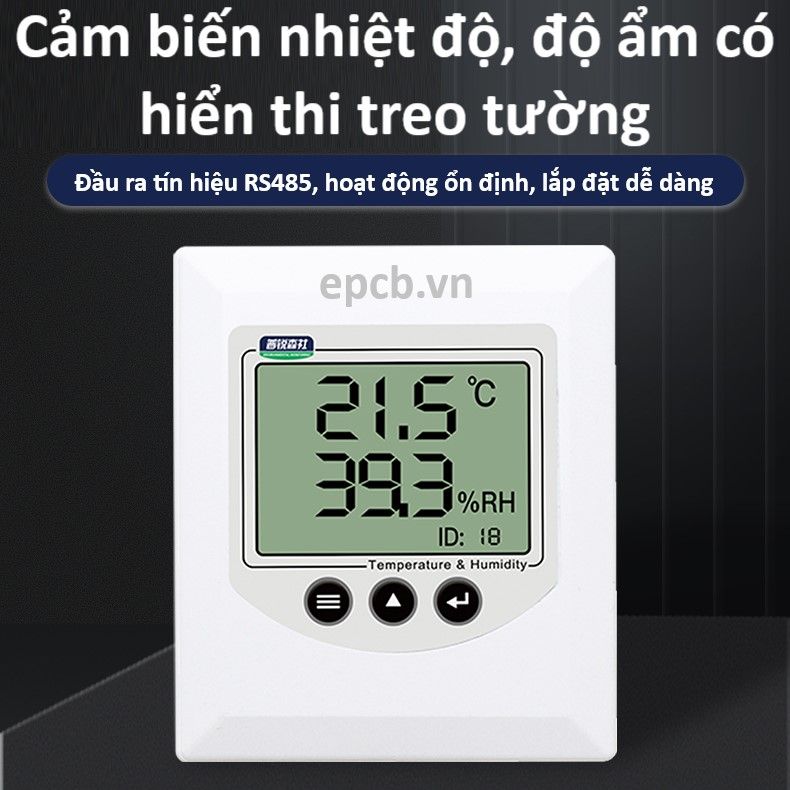 Bộ cảm biến nhiệt độ độ ẩm treo tường có hiển thị RS485 ES-TH-LCD-03