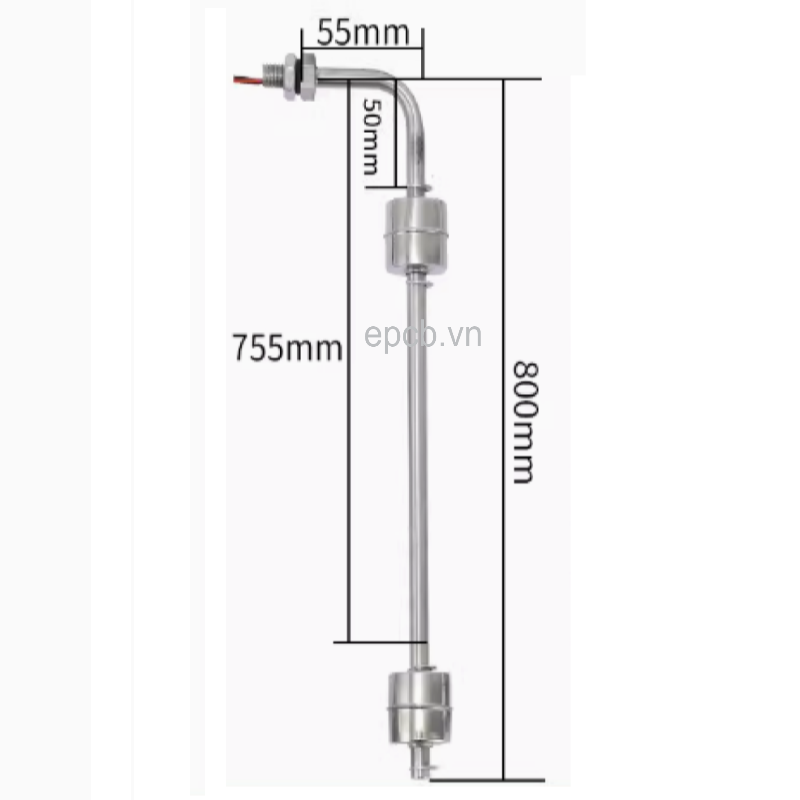 Phao điện báo mức thép không gỉ 110V 220V - Phao cong đôi