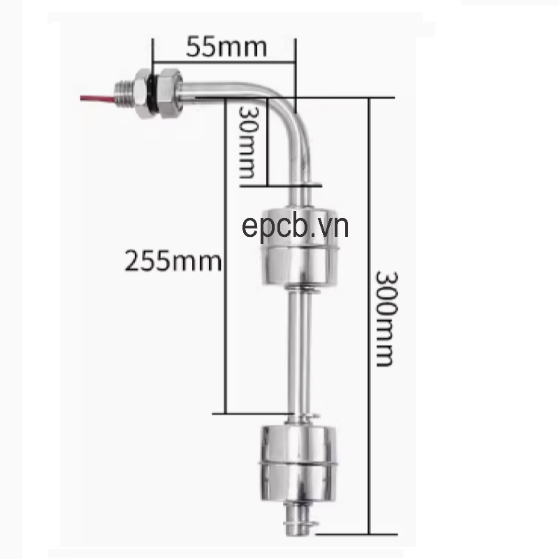 Phao điện báo mức thép không gỉ 110V 220V - Phao cong đôi