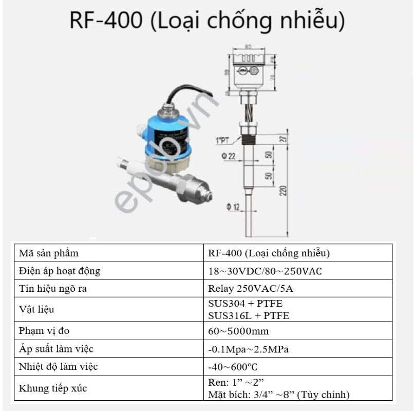 Thiết bị cảm biến đo mức điện dung ES-RF-ALS