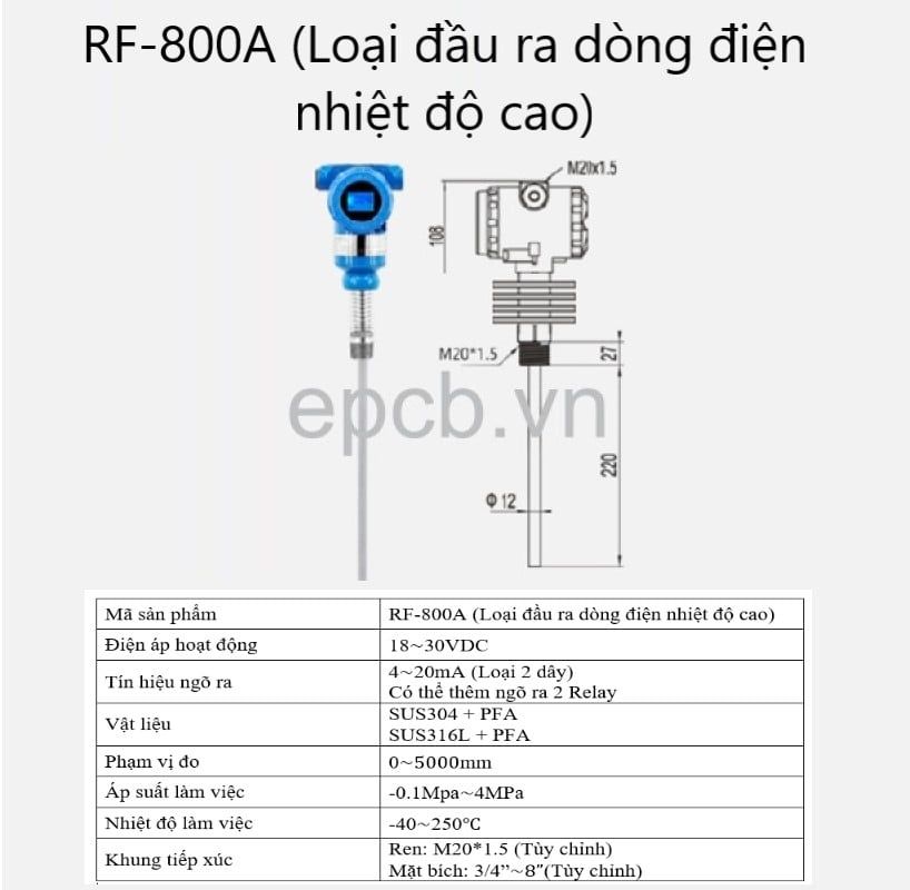 Thiết bị cảm biến đo mức điện dung ES-RF-ALS