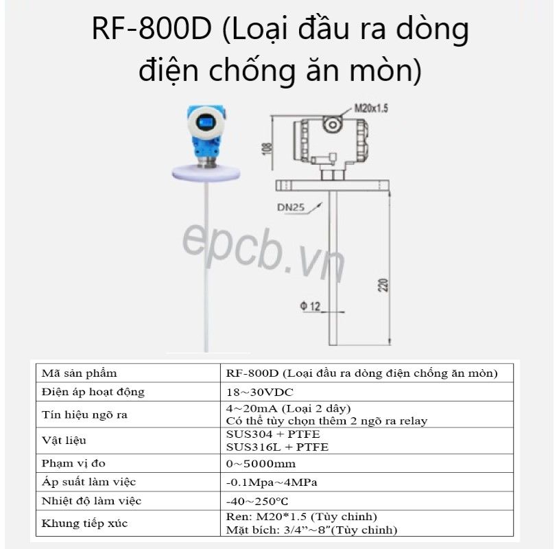 Thiết bị cảm biến đo mức điện dung ES-RF-ALS